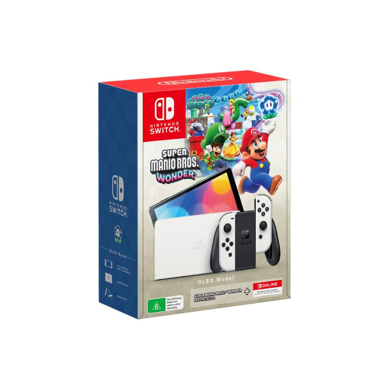 Nintendo Switch OLED Model Super Mario Bros Wonder White Console Bundle