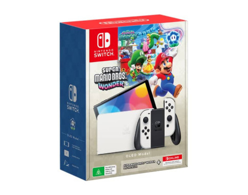 Nintendo Switch OLED Model Super Mario Bros Wonder White Console Bundle sur PC Gamer Master au Maroc