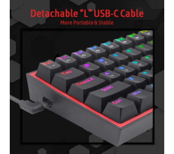 Redragon K617 Fizz 60% RGB Red Switches (Black) - Clavier Maroc