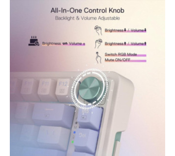 Redragon K673 PRO 75% Wireless RGB Red Switches (Vintage Blue) - Clavier Maroc