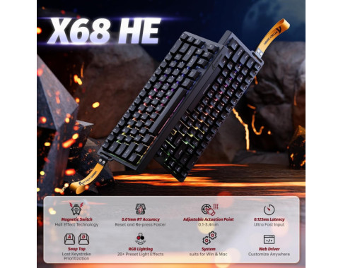 ATTACK SHARK X68 HE BLACK (Magnetic Switch)