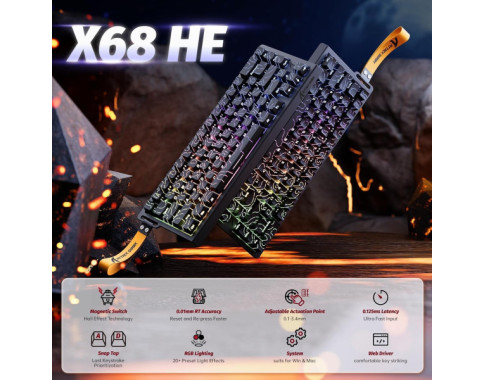 ATTACK SHARK X68 HE BLACK Contour (Magnetic Switch)