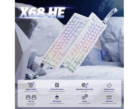 ATTACK SHARK X68 HE White Contour (Magnetic Switch)