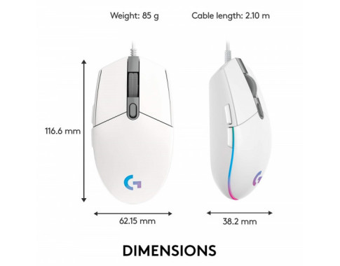 Logitech G102 LightSync RGB (Blanc)