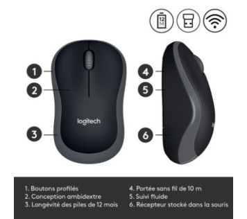 Logitech Wireless Mouse M185 (Gris)