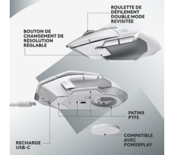 Logitech G G502X Lightspeed White - Souris Maroc