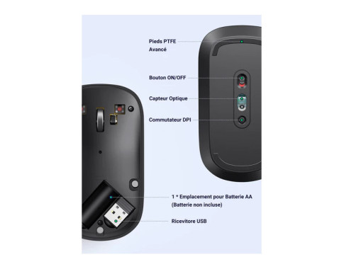 Ugreen Souris sans fil 2,4Ghz/10M Noir (90372)