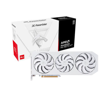 PowerColor AMD Radeon RX 9070 XT 16GB OC Hellhound Spectral White