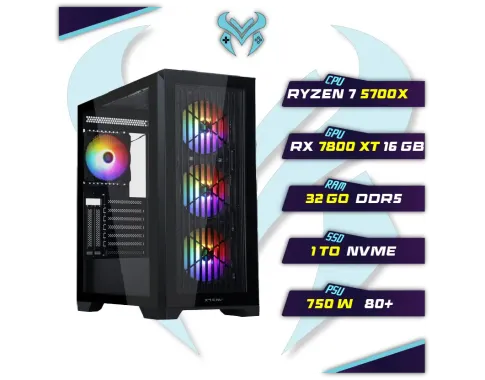 PC Gamer Ryzen 7 5700X 1TB 32GB RX 7800 XT 16GB - PC Gamer Maroc