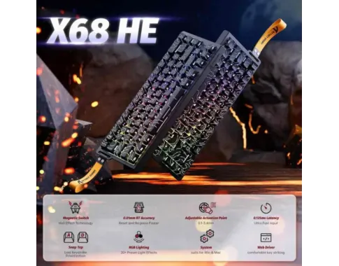ATTACK SHARK X68 HE BLACK Contour (Magnetic Switch)