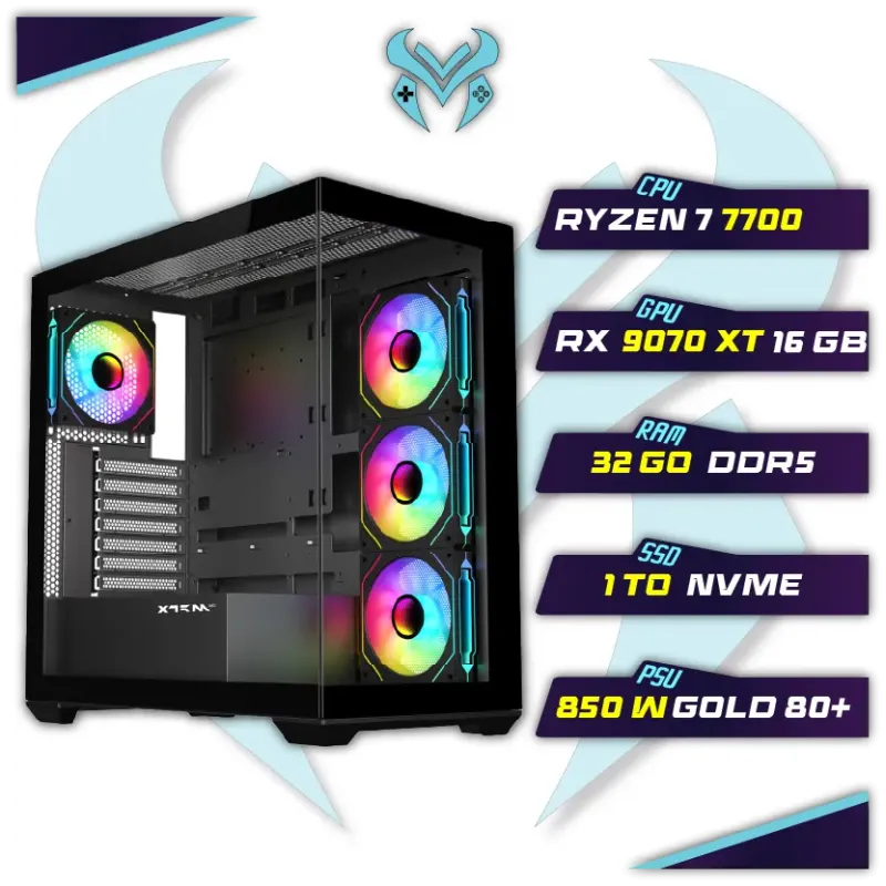 PC Gamer Master Ryzen 7 7700 1TB SSD 32GB DDR5 RX 9070 XT 16GB